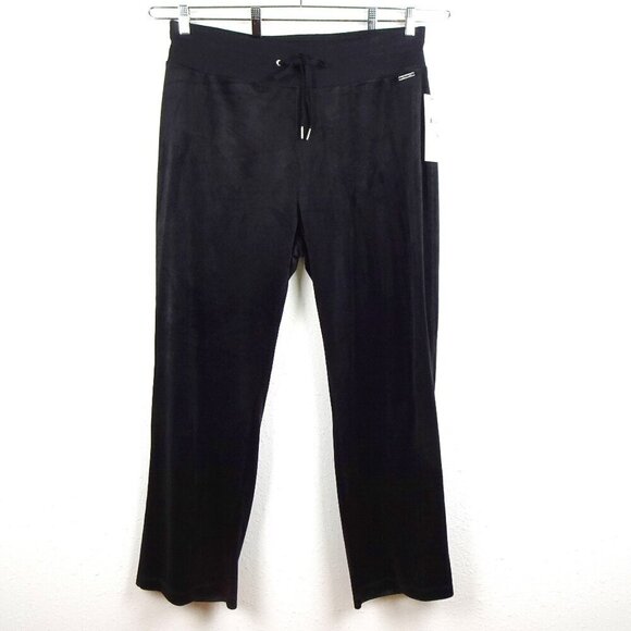 Calvin Klein Velour Pants Women's Plus Size 1X Black Pull On Elastic Waist - Picture 1 of 11